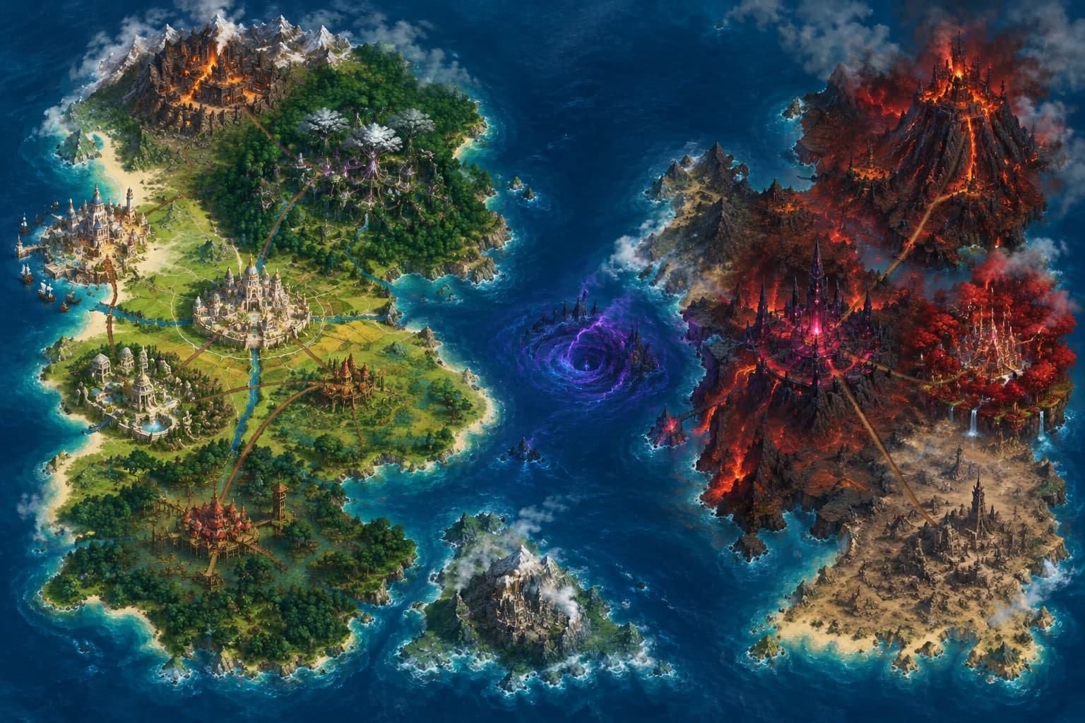 Mapa de O Mundo Fendido: Eryndor e Nharzûl